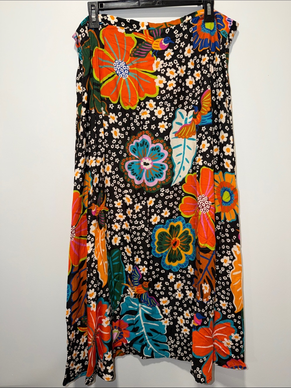 Anthropologie x Farm Rio XL Black Vibrant Multi Tropical Floral Maxi Skirt - Picture 4 of 7